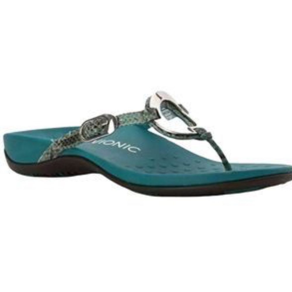 Vionic Karina Arch support thong flip flops sandals teal snake